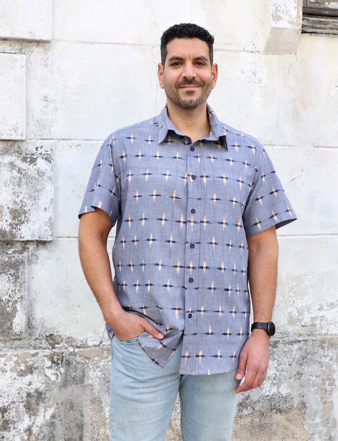 Heritage Ikat Organic Cotton Men's Button Down Shirt