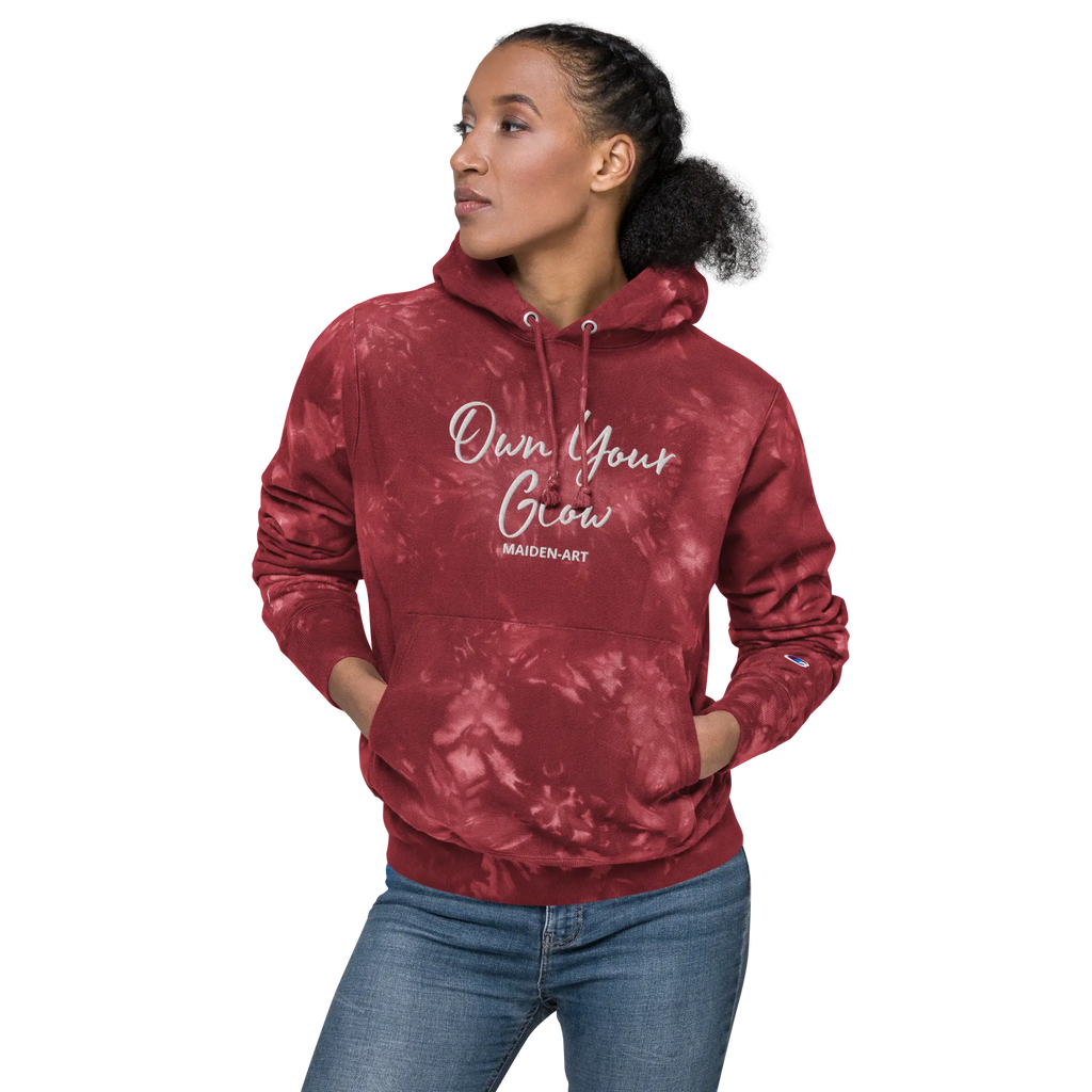 Own Your Glow Unisex Champion tie-dye hoodie with Embroidery | Champion hoodie