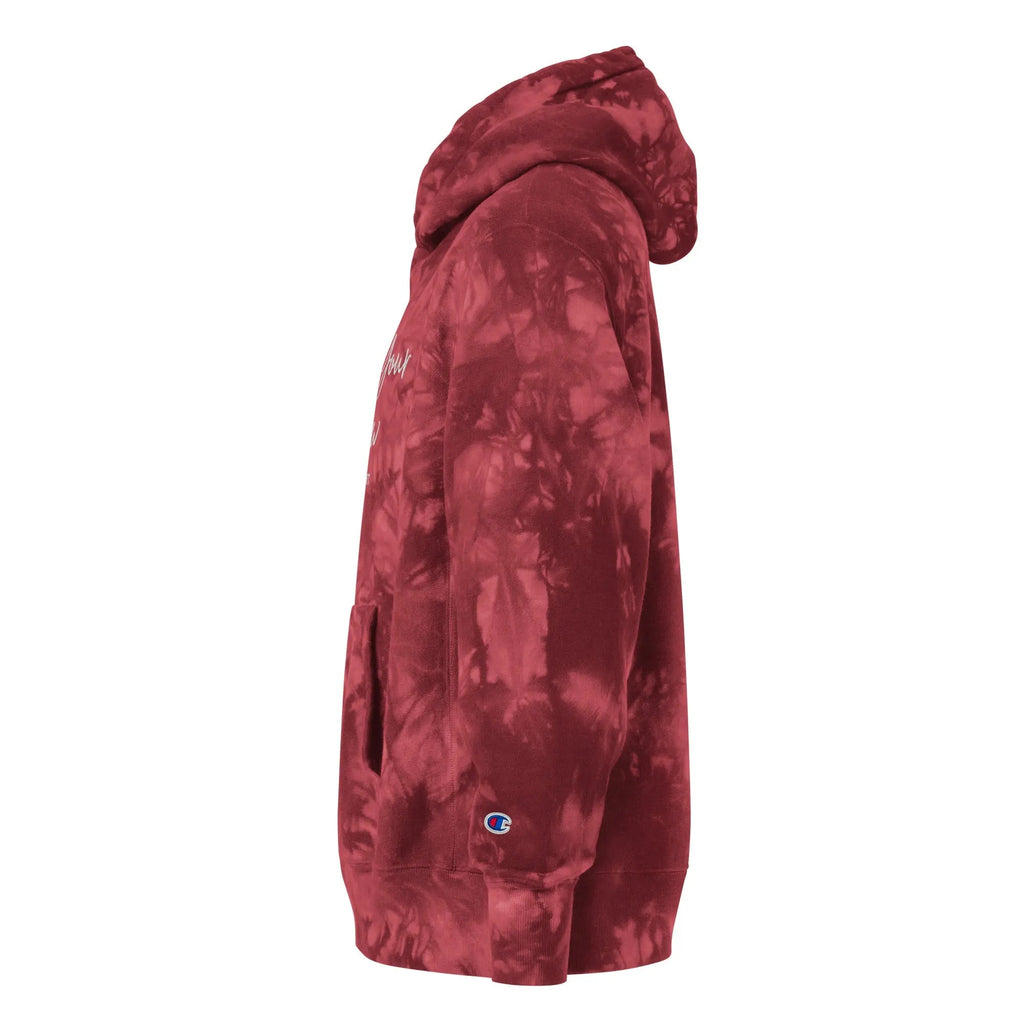 Own Your Glow Unisex Champion tie-dye hoodie with Embroidery | Champion hoodie